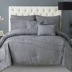NEW Style 212 7 Pc Comfort Grey Comforter Set